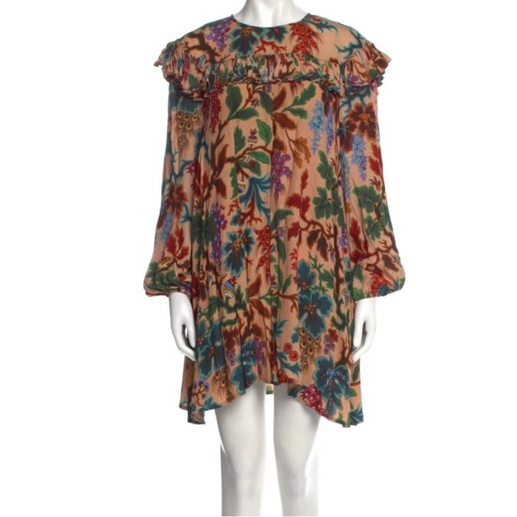 Philosophy Lorenzo Seraphini Floral‎ Ruffle Mini Babydoll Dress Size 4 Fall - Picture 1 of 13